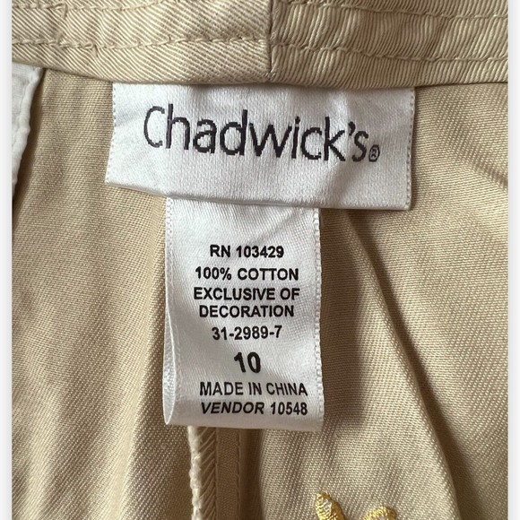 Chadwicks 10 Vintage Y2K Embroidered Flower Khaki Pants GrandmaCore New Floral - Picture 4 of 10